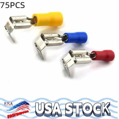 A.W.G 12-10 16-14 22-16 Crimp Connector Kit PVC Semi-Insulated Piggy Back 75Pcs