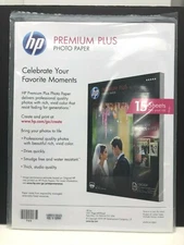 Genuine HP Premium Plus Glossy Photo Paper 15 sheets 8.5"x11" for inkjet printer