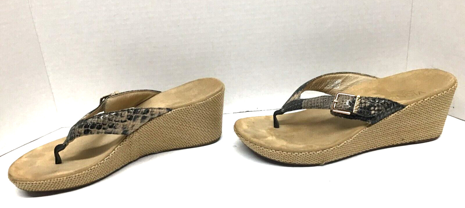 Vionic Polina Snakeskin Raffia Platform Wedge Hee… - image 2