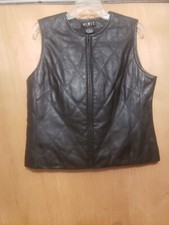 Womens Size 12 Leather Vest By Mixit. Diamond Stitching Design.