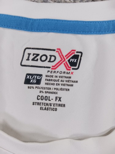 Izod PFX Mens Short Sleeve T-Shirt XL White Blue Geometric - Picture 6 of 8