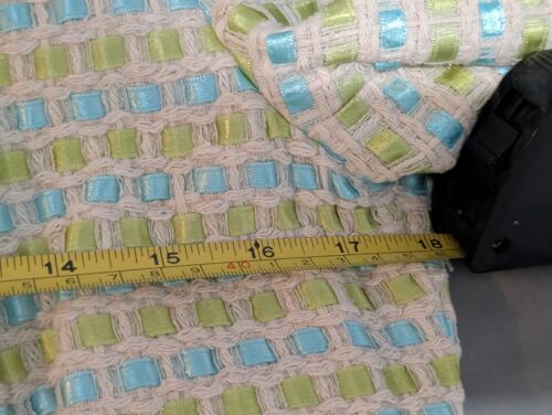 Talbots Jacket Blazer Silk Blend Blue Lime Green Ribbon Tweed Plaid Petite 6 - Picture 11 of 13