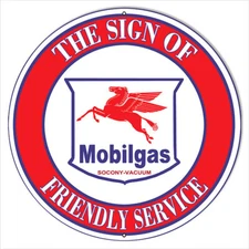 Vintage Style Metal Sign Mobil-gas The of Friendly Service Gas Station 24 x24