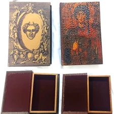 2 VINTAGE ESOTERIC FALSE BOOK HIDEAWAY FOR VALUABLES DECORATIVE STORAGE BOXES
