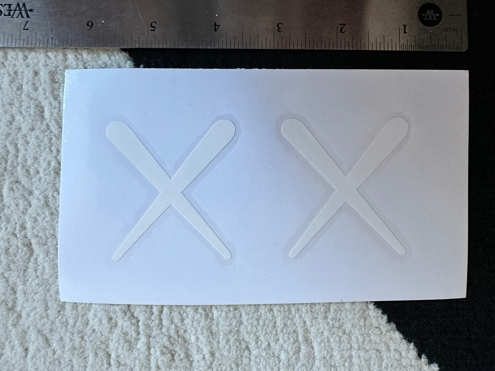 KAWS Figure Box Logo Laptop Car Window White Decal Vinyl Sticker 6x3 Inches