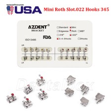 AZDENT Dental Orthodontic Metal Brackets Braces Mini Roth Slot.022 Hooks 3-4-5