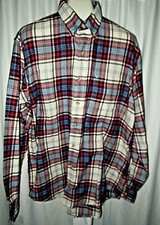 IZOD Red. White  Blue Soft, Plaid. Long Sleeve, Flannel Shirt XL, 2XL, 3XL, 4XL