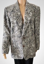 Lizwear Blazer Jacket Womens Gray Paisley Floral Wool Coat Sz 8 New