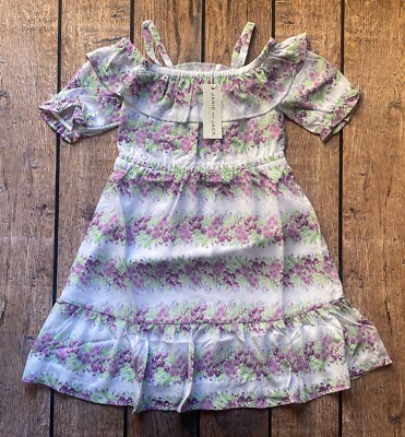 janie and jack purple floral dress Girl’s Size 3 Janie and Jack Purple & Green Floral Cold Shoulder Spring  Dress