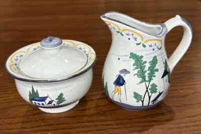 Vintage The Haldon Group Normandie Sugar Bowl with Lid and Creamer
