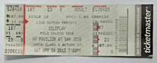 2012 COLDPLAY large concert ticket HP PAVILION San Jose California