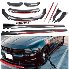 For Dodge Charger Front Bumper Lip Spoiler/ Body Kit+Side Skirt Carbon Fiber