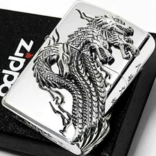 Zippo Yamata No Orochi Large Snake Dragon God 3 Sides Metal Silver Lighter Japan