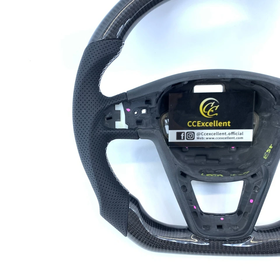 Volante personalizado de fibra de carbono para Seat Leon Cupra Mk3 FR Ibiza 2014-2020 Foto 3 de 4
