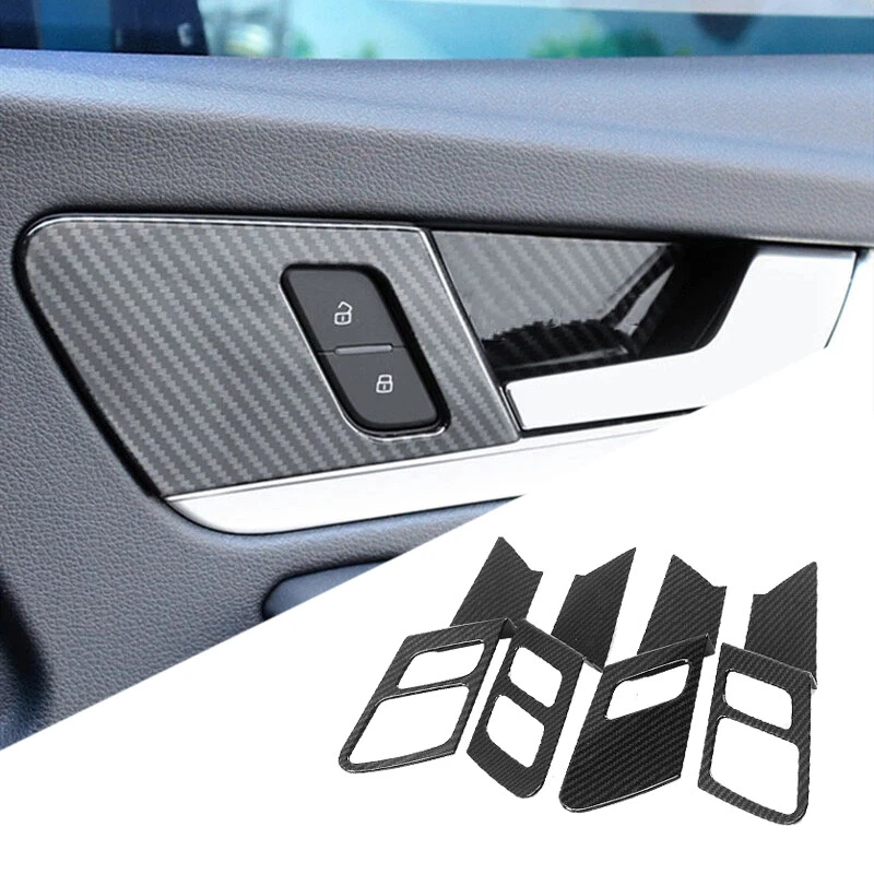 Cubierta de marco de tazón de puerta interior de coche color fibra de carbono 4 piezas para Audi Q5 FY LHD Foto 2 de 4
