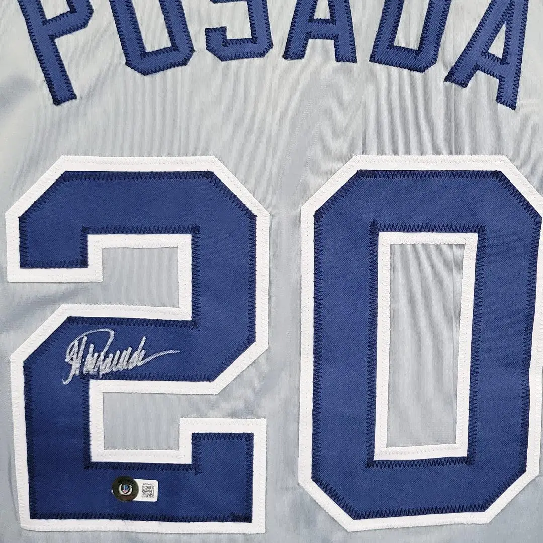 Jorge Posada Signed New York Grey Baseball Jersey (Beckett)