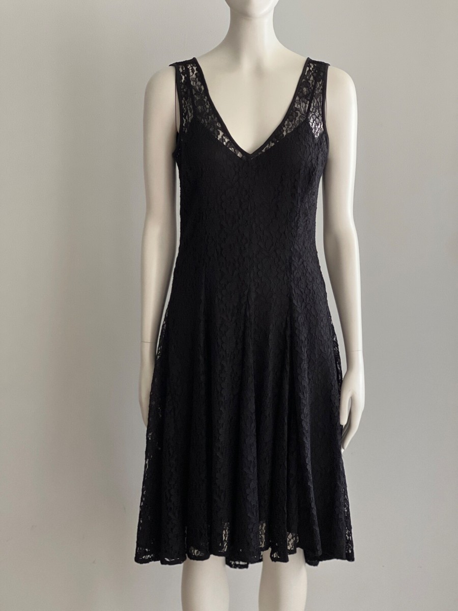 DKNY Black Lace Party Dress, Lined- DONNA KAREN NEW YORK:US size 2, High /Lo Hem DKNY Black Lace Party Dress, Lined- DONNA KAREN NEW YORK:US size 2, High /Lo Hem