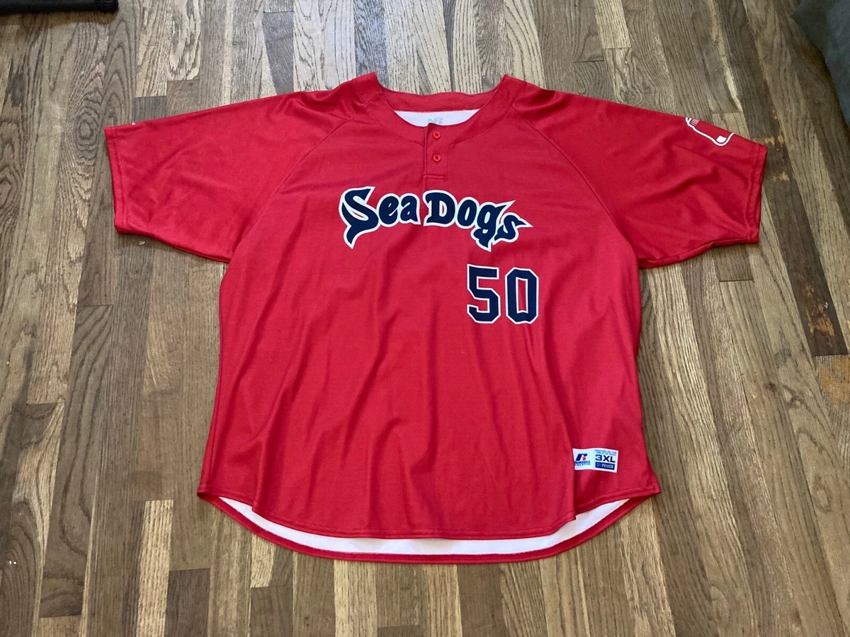 #50 Game Used Portland Sea Dogs Red BP Alternate Jersey Red Sox