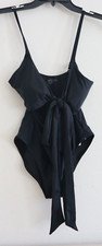 Aerie Womens Sz S True Black Real Good Wrap Around Detail One Piece Swimsuit 55