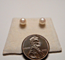 Ladies' 5mm Cultured Pearl Stud Earrings w 14K Yellow Gold Backs