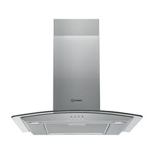 Indesit 60cm Curved Glass Chimney Cooker Hood - Stainless Steel IHGC65LMX