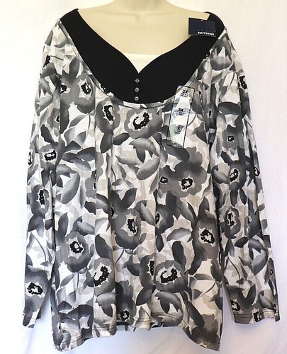 Basic Editions Womens Plus Size 3/4 Sleeve Henley Shirt, Choose Size and Color - Picture 8 of 60