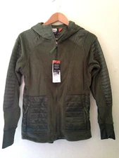 NWT Kyodan Womens Sage Green Layer Polar Fleece Quilted Jacket Hooded Coat M $90