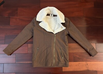 QuikSilver Women Brown Sherpa Lined Moto Biker Jacket Vest Convertible Sz XS