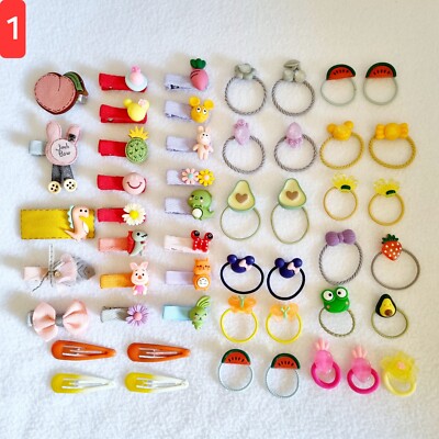 50 Pcs Kids Baby Girl Hair Clips Cute Hair Ties A Lot Style Animal Flowers Fruit