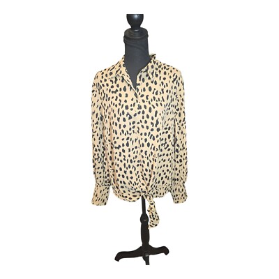Chico's Women's Black Label Animal Print Tie Top Size 2 NWT $139
