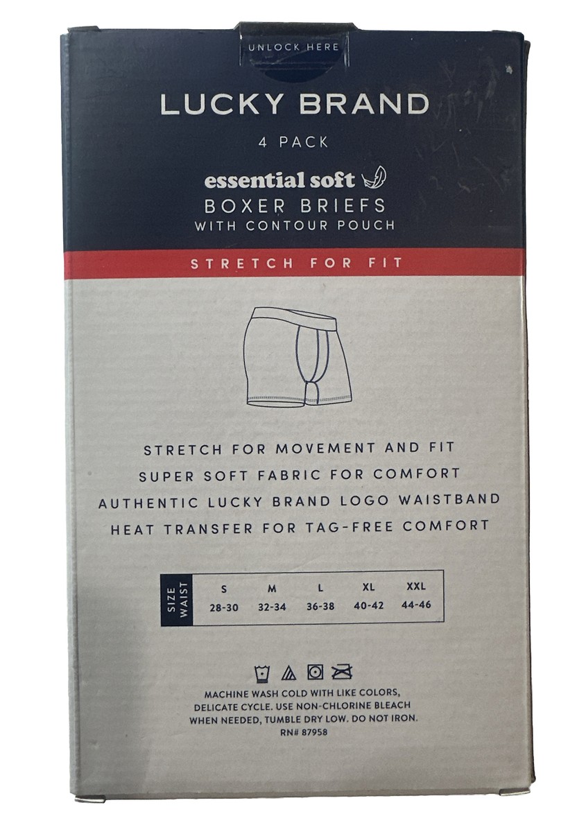 LUCKY BRAND MEN'S X4 - SOLID COLORS SZ XLARGE - PACK 4 BOXER