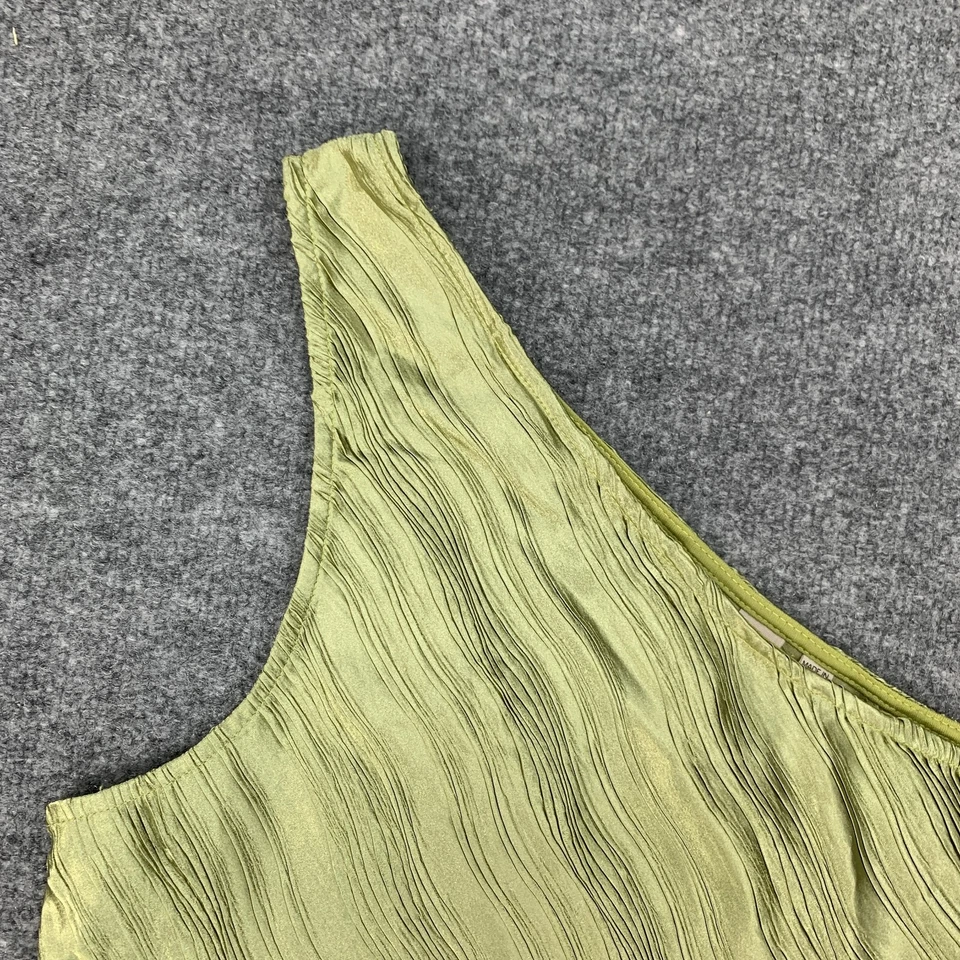 Anthropologie Dolan 背心上衣女式 XL 绿色打褶单肩不对称下摆 — 第 3/4 张图片