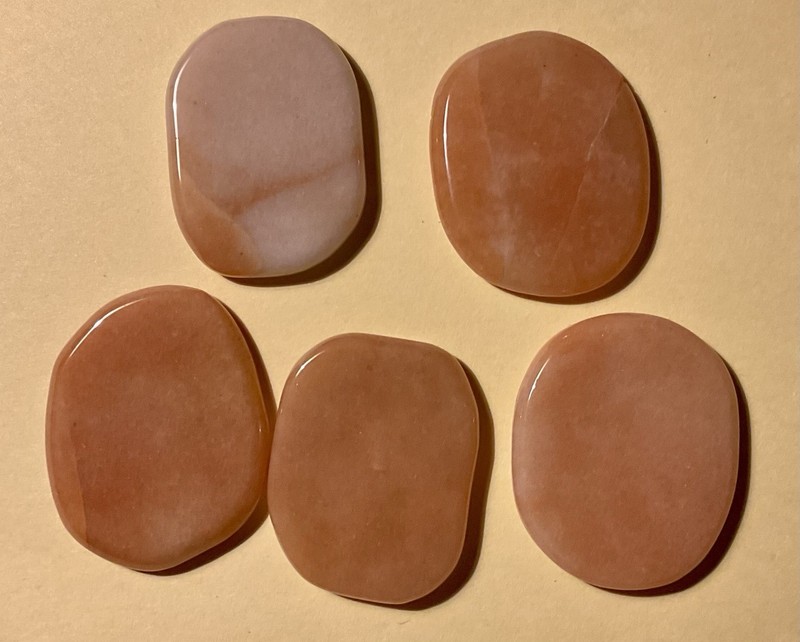 Lot Of 5 Large Natural Aventurine Cabochons Or Palm Stones