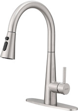 Brushed Nickel Kitchen Faucet with Pull Down Sprayer  360  Swivel Design