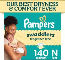 Pampers Swaddlers Diapers, Size 0 up to 10 lbs , 140 Count, Fragrance Free, Hyp