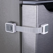 2-Pack Proof Fridge Lock with Adhesive - Adjustable Baby Proofing Straps - Re