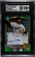 2025 Bowman Chrome Prospect Mojo Auto Leo De Vries 🔥Green Refractor /99🔥SGC 10