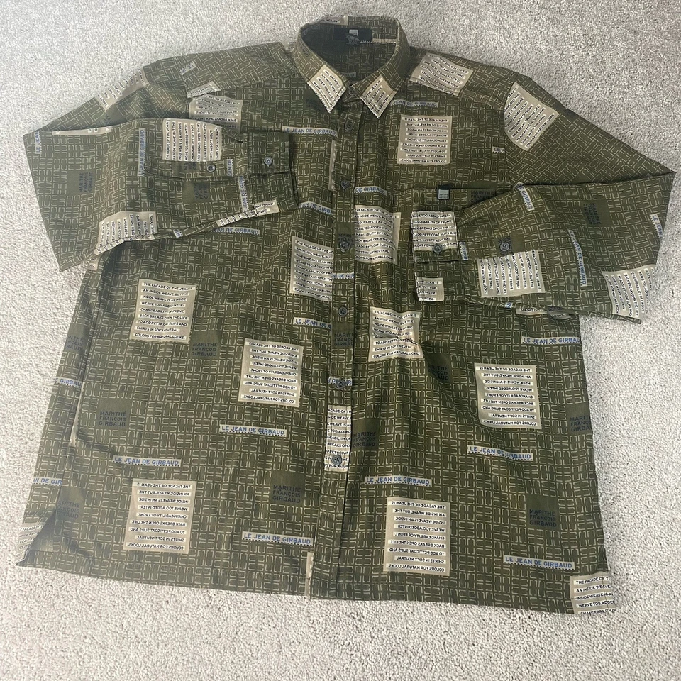 Рубашка мужская Marithe Francois Girbaud 2XL зеленая геометрическая AOP на пуговицах винтажная для чтения - Изображение 2 из 4