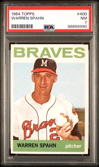 1964 Topps #400 WARREN SPAHN HOF Milwaukee Braves PSA 7 NM
