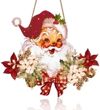 Santa Claus Welcome Wooden Hanging Christmas Sign