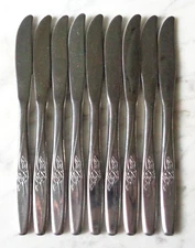 Random Rose Luxury Stainless USA IS 8 inch Set of 9 Dinner Knives