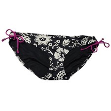 American Eagle Floral Bikini Bottom Size Small Black White Pink Drawstring Swim