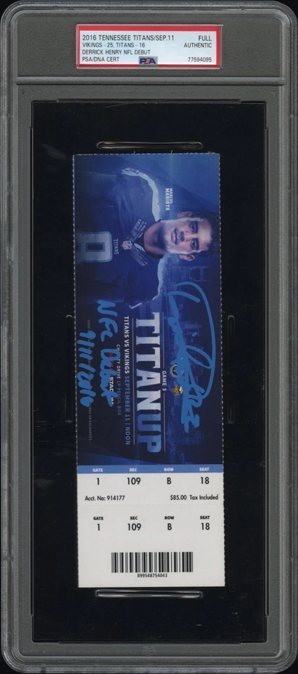 Derrick Henry Signed Full Ticket Stub w/ "NFL Debut 9/11/16" PSA - Image 2 of 3
