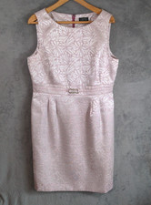 Tahari Arthur S Levine Dress Size 14 Pink Textured Sleeveless Sheath Faux Belted