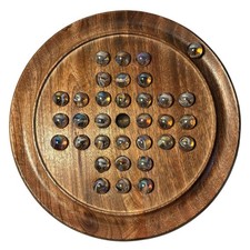 22cm diameter wooden solitaire board game with Fairy marbles