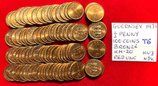 T6 Guernsey - 100 Coins from Mint Bag - Bronze 1/2 Penny 1971    KM#20   Red UNC