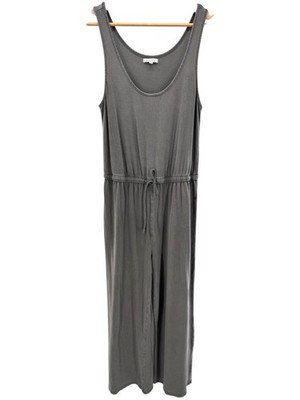 Z Supply Gray Sleeveless Jumpsuit Drawstring Waist Cotton Blend Size M Lounge