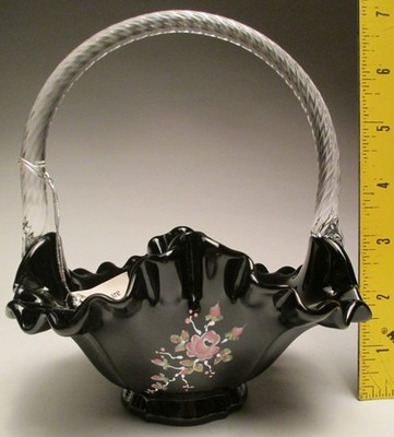 VTG Fenton Copper Rose Rose Aurora Basket #7630KP HP by  Martha Reynolds 1990-91