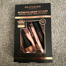 Profusion Ultimate Brow Sculpt 3pc Kit Brown Pomade Pencil Gel Smudge Proof