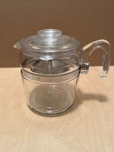 VINTAGE PYREX FLAMEWARE 7759-B GLASS PERCOLATOR COFFEE POT COMPLETE 6-9 CUP